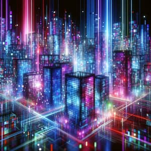 Digital Real Estate in Cyberspace: Neon-Lit Glitchy Environments