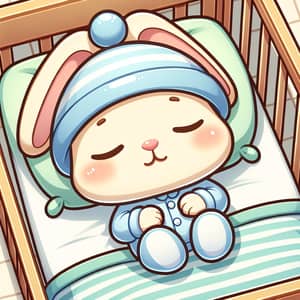 Adorable Baby Bunny Sleeping in Crib