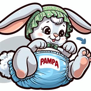 Animated Bunny in Pampa Diapers and Baby Bonnet