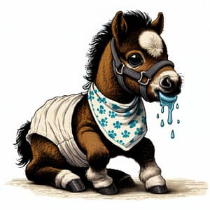 Adorable Baby Pony with Diaper and Drooling Bib