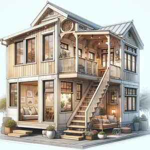 Charming Loft-Style Tiny House Illustration
