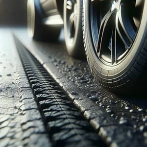 Durable Black Car Tires on Weathered Grey Pavement