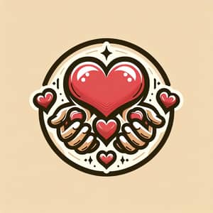 Heart Logo with Cartoonish Hands - Unity and Love Design