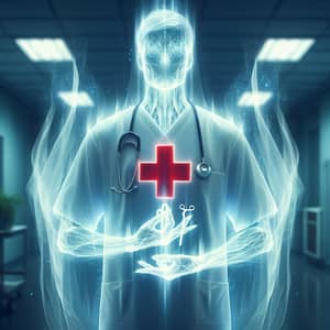 Ethereal Healthcare Professional with Red Cross Symbol