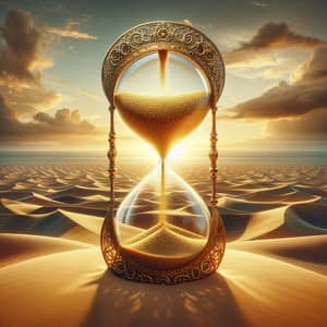 The Sands of Time - Intricately Designed Hourglass in Desert
