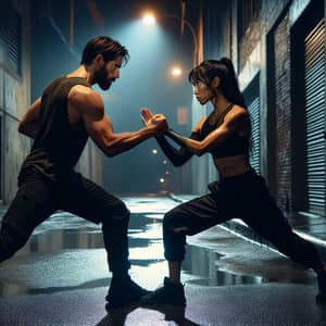 Suspenseful Night Alley Combat | Martial Artists Duel