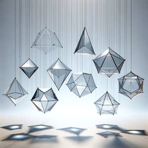 Modern Glass Sculpture Installation: Geometric Forms in Natural Lighting