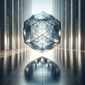 Transparent Glass Icosahedron in Open Space | Geometric Art
