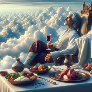 Above the Sky: A Noble's Tranquil Moment of Relaxation