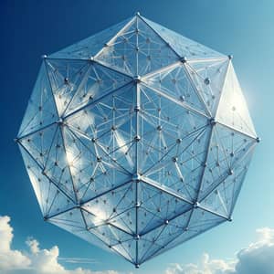Futuristic Glass Icosahedron: Minimalist Geometric Art in the Sky