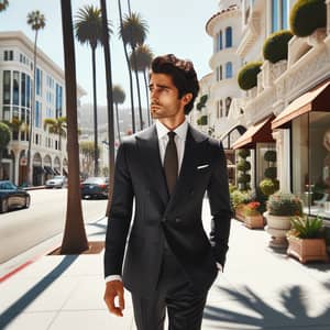 Elegant Businessman Strolling Through Luxurious Beverly Hills