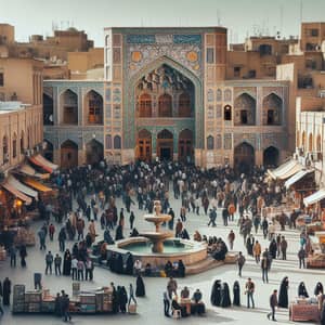 Bustling Persian Square - Traditional Architecture & Vendors