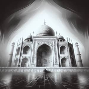 Majestic Black Stone Taj Mahal Digital Painting