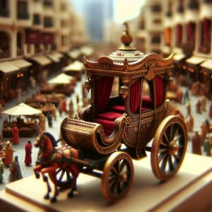 Majestic Egyptian-Inspired Chariot in Miniature Marketplace Scene