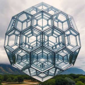 Dazzling 50-Foot Clear Glass Dodecahedron in Space