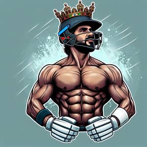 Prominent Cricket Player Illustration with Crown