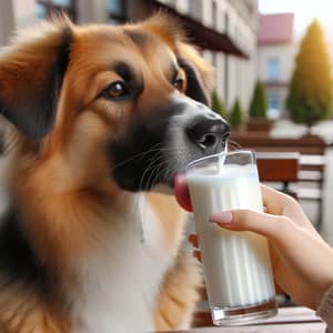 Dog Drinking Milk - Cute Pet Enjoying a Glass of Milk