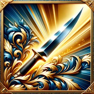 Finely Sharpened Blade | Blue & Golden Yellow Border