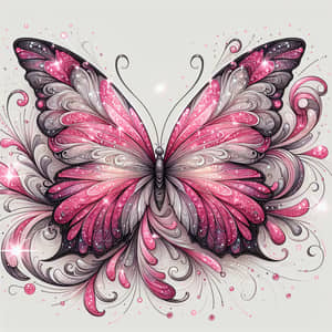 Intricately Detailed Butterfly Design with Nature Elements