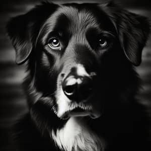 Vintage Portrait of Faithful Dog in Dramatic Black and White