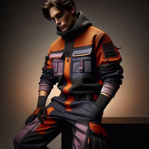 Professional Orange Black Purple Work Uniform | Expert Pose