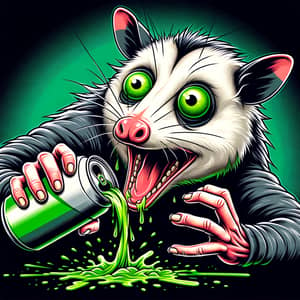 Humorous Possum Caricature Illustration: Heart Attack Drama