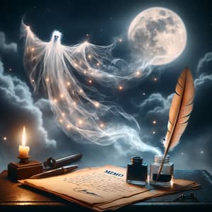 Mortality Memo: Ethereal Document Illuminated by Moonlight