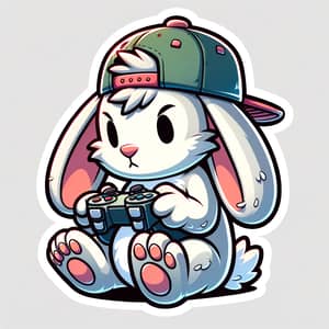 Cool White Rabbit Gaming - Cartoon Sticker Artwork