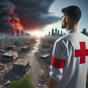 Hispanic Red Cross Worker Amidst Devastation | Aid Relief Efforts