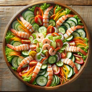 Wooden Bowl Vegetable Salad: Fresh, Colorful, Symmetrical