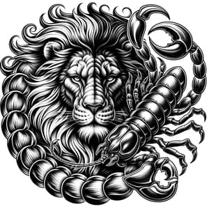 Majestic Lion and Fierce Scorpion Tattoo Design