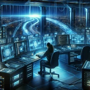 Futuristic High-Tech Control Room | Cybersecurity Expert Analysis