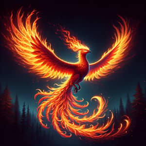 Majestic Phoenix in Fiery Flight