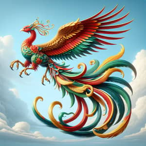 Chinese Phoenix Fenghuang in Majestic Flight