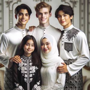 Multicultural Family in White and Black Baju Raya | Happy Gathering