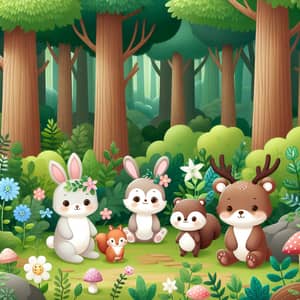 Peaceful Animals in Enchanting Forest - Wildlife Haven
