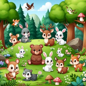 Magical Forest Wildlife: Rabbits, Bears, Squirrels & Deer