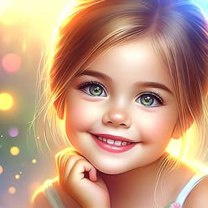 Cute Little Girl Digital Painting - Vibrant & Playful | Fine Art Portrait