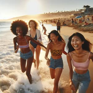 Diverse Group of Women Having Fun at the Beach
