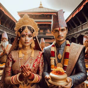 Traditional Nepali Wedding Ceremony in Decorated Courtyard