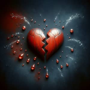 Vibrant Red Broken Heart Art | Emotional Pain Illustration