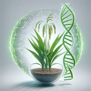 Genetic Modification of Rice Plant: 3D Illustration