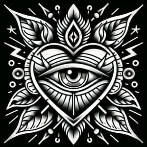 Neotraditional Heart and Eye Tattoo Design