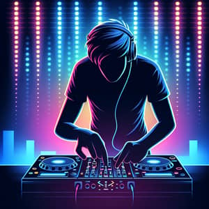 Animated DJ Mixing Music at Vibrant Party Event
