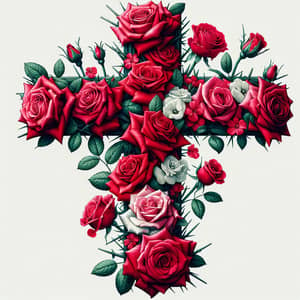 Beautiful Floral Cross Design with Fresh Roses | Website Name
