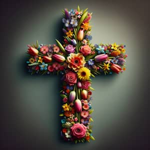 Vibrant Springtime Flower Cross | Artistic Floral Arrangement