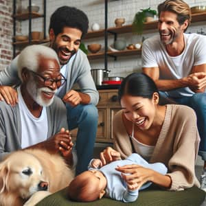 Happy Multi-Generational Family Quality Time in Cozy Setting