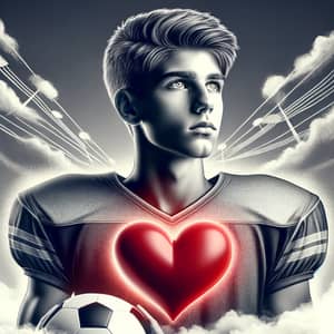 Passionate Young Football Player Dreaming of Success