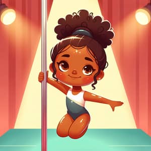 Poledance Girl Cartoon: Gymnastics in Action