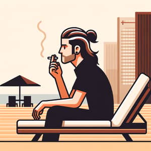 Stylish Man Smoking on City Beach | Black Shirt